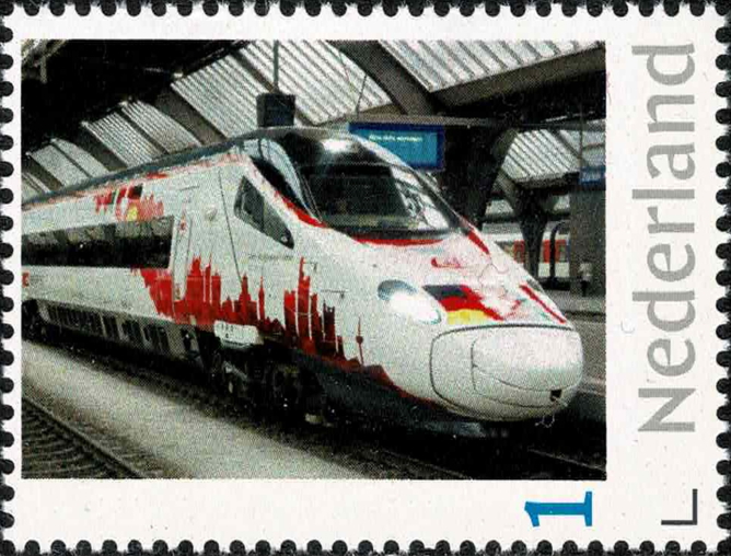 personalised stamp of The Netherlands with trains, trams, stations etc